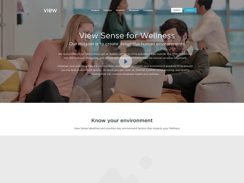 View Sense landing-page concept